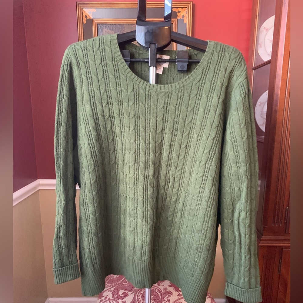 COPY - St. John's Bay olive Plus Womens Crew Neck Long Sleeve Cable Knit Swe…